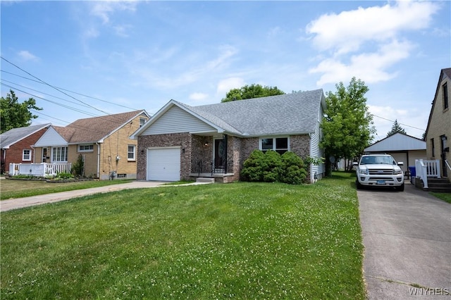 261 Ehinger Dr, West Seneca, NY 14224 - view of front of house featuring brick siding, a front yard, an attached garage, and roof with shingles