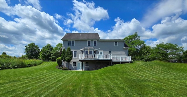 3390 Conhocton Rd, Erwin, NY 14870 - back of property with a lawn and a wooden deck