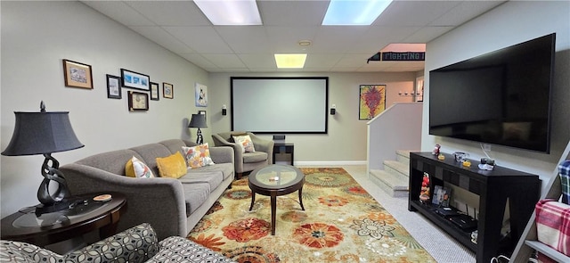 3390 Conhocton Rd, Erwin, NY 14870 - living room featuring a paneled ceiling and stairway