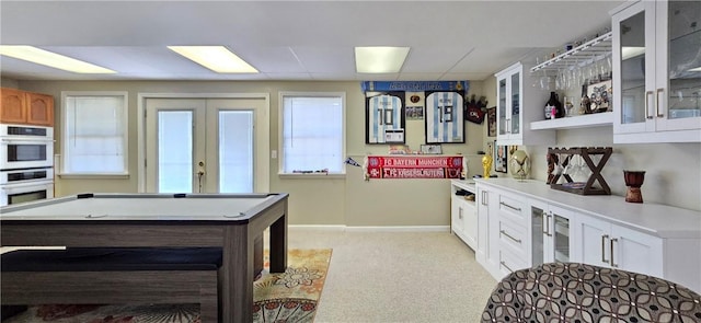 3390 Conhocton Rd, Erwin, NY 14870 - game room featuring billiards, light carpet, healthy amount of natural light, and french doors