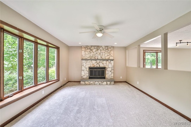 210 Townline Rd, Elma, NY 14059 - unfurnished living room with plenty of natural light, a ceiling fan, and light carpet