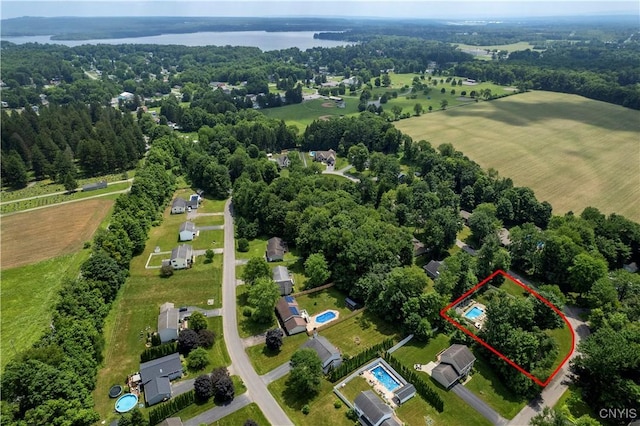 5 Family Cir, Lee, NY 13363 - aerial view of property's location featuring property parcel outlined and a nearby body of water