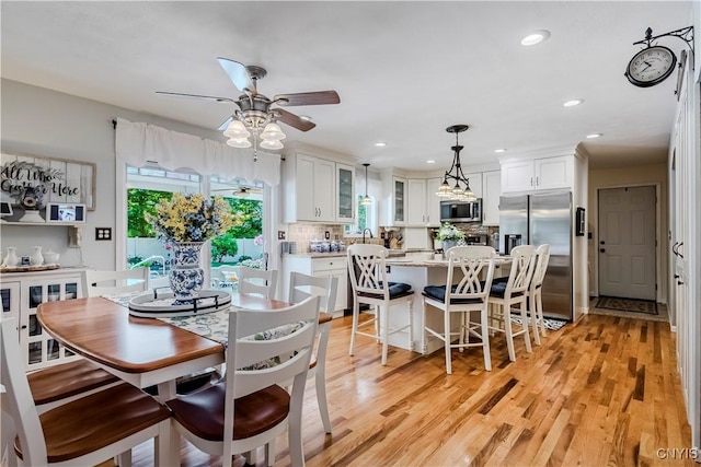 5 Family Cir, Lee, NY 13363 - dining space featuring ceiling fan, recessed lighting, and light wood-type flooring