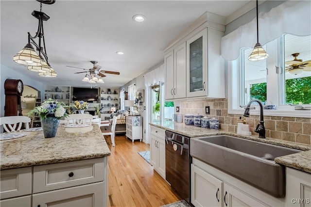 5 Family Cir, Lee, NY 13363 - kitchen with dishwashing machine, healthy amount of natural light, white cabinetry, a ceiling fan, and recessed lighting
