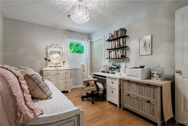 5 Family Cir, Lee, NY 13363 - office area featuring light wood finished floors and a chandelier