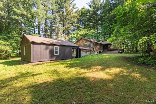 225 S Granby Rd, Granby, NY 13069 - view of grassy yard with a wooden deck and an outbuilding