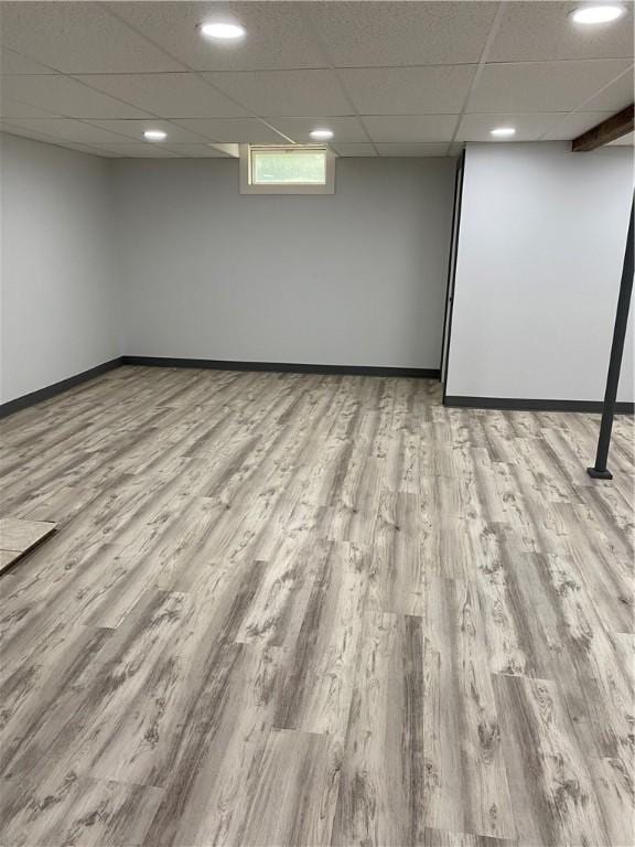 2115 Hornby Rd, Orange, NY 14812 - basement with wood finished floors, a paneled ceiling, and recessed lighting