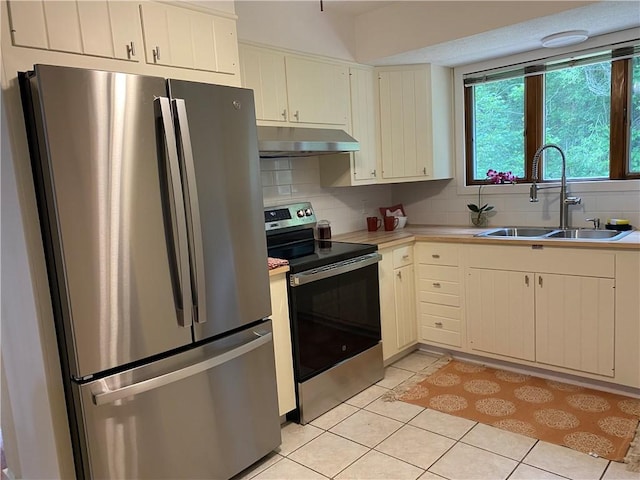 2115 Hornby Rd, Orange, NY 14812 - kitchen featuring appliances with stainless steel finishes, under cabinet range hood, light countertops, and tasteful backsplash