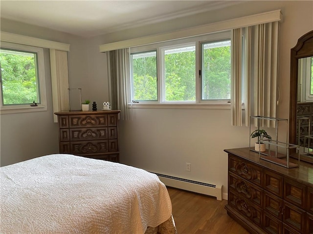 2115 Hornby Rd, Orange, NY 14812 - bedroom featuring baseboard heating and dark wood-style flooring