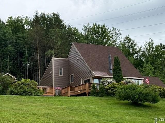 2033 Artemis Dr, Virgil, NY 13045 - rear view of property featuring a deck and a lawn