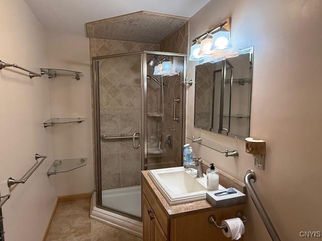 2033 Artemis Dr, Virgil, NY 13045 - full bath with vanity, a shower stall, and tile patterned floors