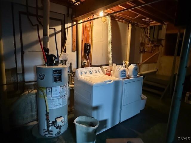 2033 Artemis Dr, Virgil, NY 13045 - utility room featuring gas water heater and washer and dryer