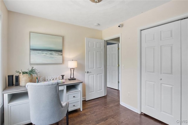 9545 Horseshoe Island Rd, Clay, NY 13041 - office with dark wood-type flooring and baseboards