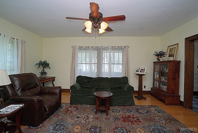57 Dudley Ave, Hamburg, NY 14075 - living room featuring a ceiling fan and wood finished floors