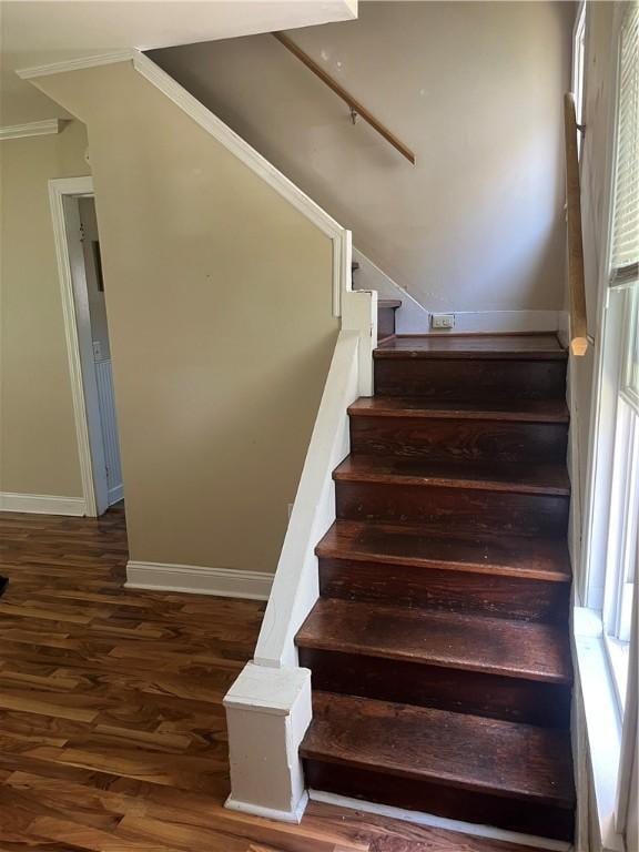 325 E 3rd St, Corning City, NY 14830 - stairway featuring wood finished floors and ornamental molding