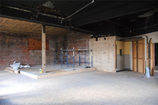 136 N Fraley St, Kane Boro, PA 16735 - unfinished below grade area with brick wall