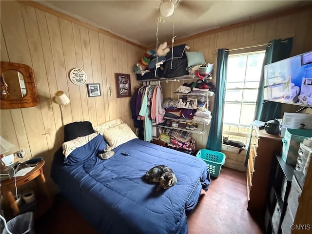 41 Owego St, Cortland, NY 13045 - bedroom with wood walls and crown molding