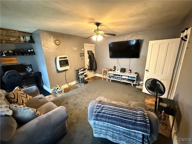 41 Owego St, Cortland, NY 13045 - living room with heating unit and ceiling fan