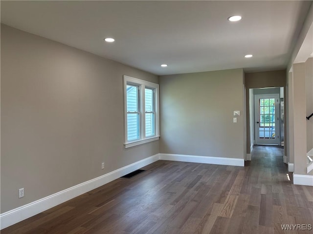 575 Willow Ave, North Tonawanda, NY 14120 - empty room featuring dark wood finished floors and recessed lighting