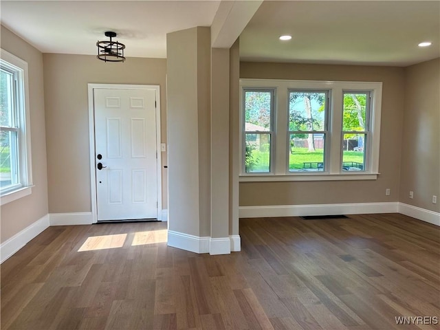575 Willow Ave, North Tonawanda, NY 14120 - entrance foyer with plenty of natural light, wood finished floors, and recessed lighting