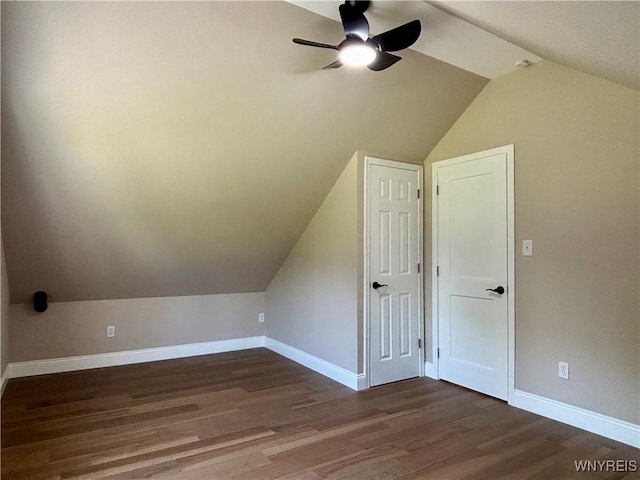 575 Willow Ave, North Tonawanda, NY 14120 - bonus room with a ceiling fan, lofted ceiling, and dark wood-type flooring