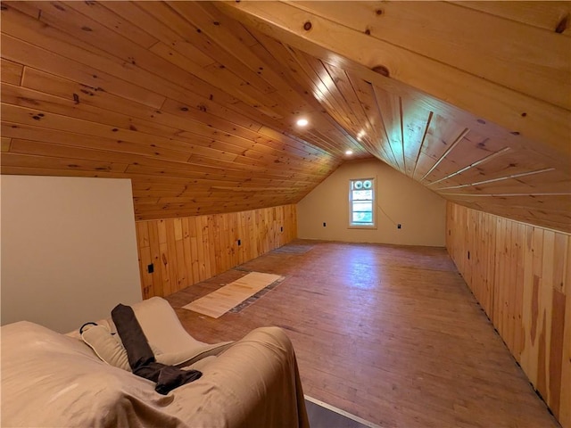 15 Clark Dr, Otto Twp, PA 16745 - additional living space with wooden walls, lofted ceiling, light wood finished floors, and wood ceiling