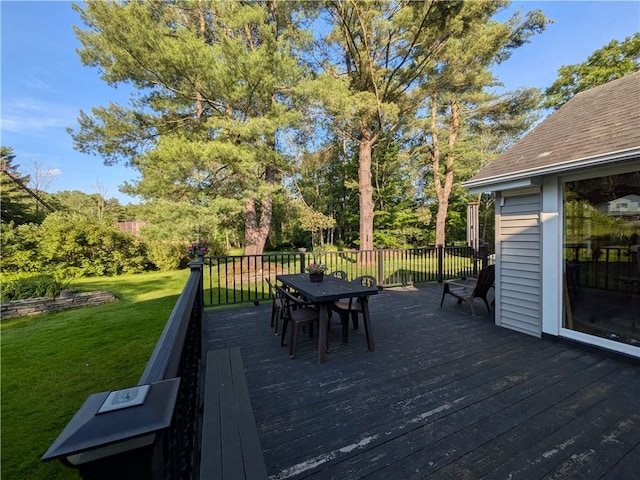 15 Clark Dr, Otto Twp, PA 16745 - wooden deck with a yard and outdoor dining area