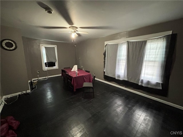 926 Burnet Ave Unit 30, Syracuse, NY 13203 - dining space with a ceiling fan, dark wood-style floors, and cooling unit