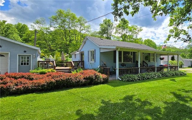 12655 Berwick, Tpke, PA 16925 - view of front of house with a deck, a front yard, and a garage