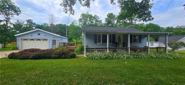 12655 Berwick, Tpke, PA 16925 - view of front facade featuring a front yard, a detached garage, and a deck