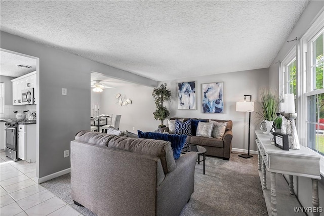 182 Fawn, West Seneca, NY 14224 - living area with ceiling fan and a textured ceiling