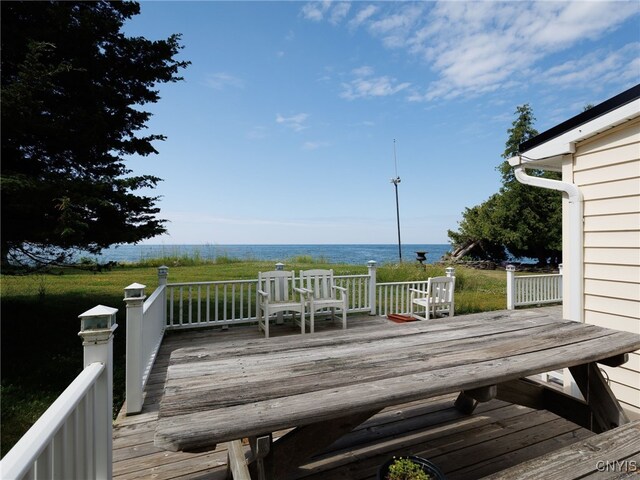 5366 Clark Point Rd, Henderson, NY 13651 - wooden terrace featuring a water view