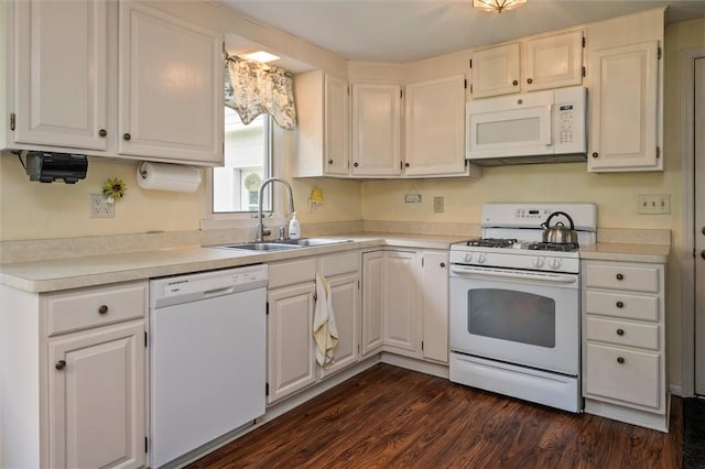 38 Tobin Rd, Henrietta, NY 14467 - kitchen featuring white appliances, light countertops, and dark wood-type flooring