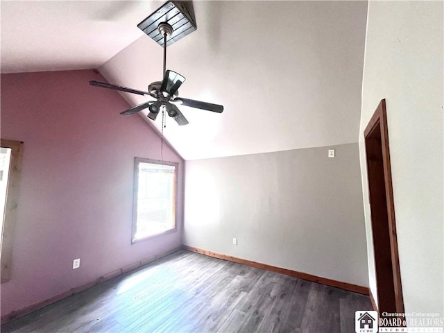 1504 River St, Olean, NY 14760 - additional living space with vaulted ceiling, ceiling fan, and wood finished floors
