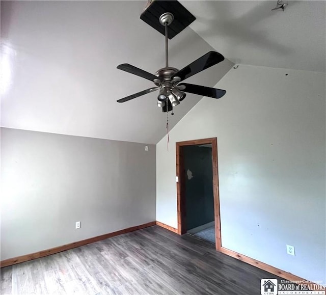 1504 River St, Olean, NY 14760 - unfurnished room with vaulted ceiling, ceiling fan, and wood finished floors