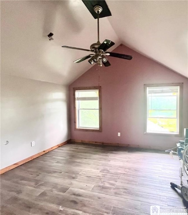 1504 River St, Olean, NY 14760 - additional living space featuring vaulted ceiling, ceiling fan, and wood finished floors