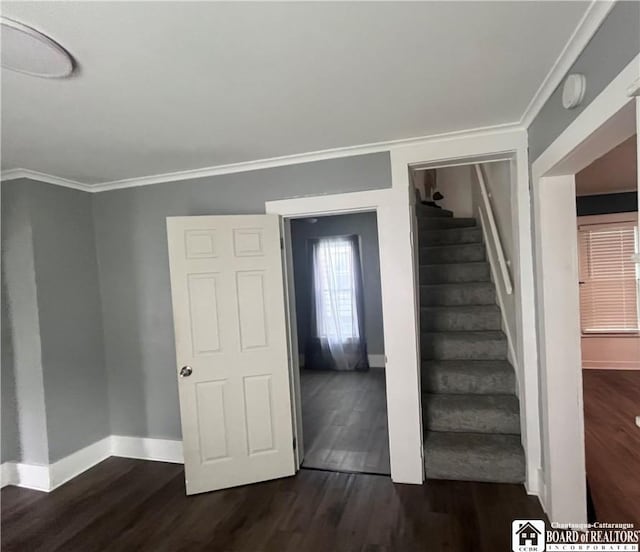 1504 River St, Olean, NY 14760 - stairs featuring crown molding and wood finished floors