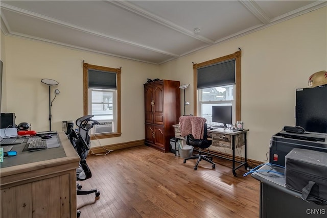 147 Park Ave, Watertown City, NY 13601 - home office featuring light wood finished floors and ornamental molding