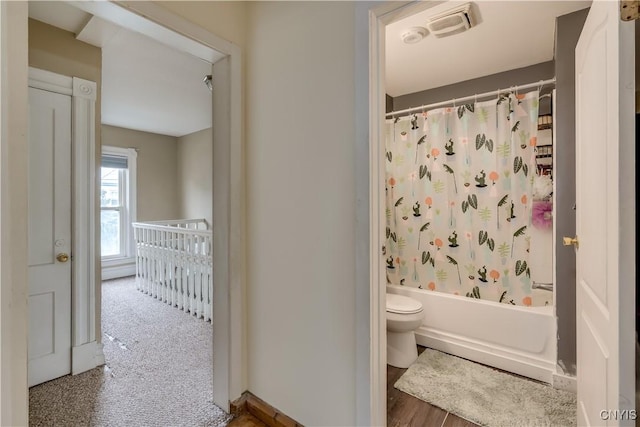 147 Park Ave, Watertown City, NY 13601 - full bathroom featuring toilet and shower / bathtub combination with curtain