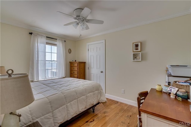 28005/08 Stony Point Rd, Cape Vincent, NY 13618 - bedroom with light wood-type flooring, ornamental molding, and ceiling fan