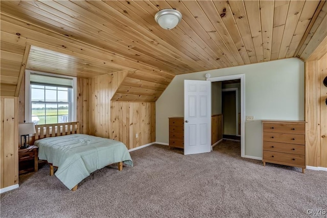 28005/08 Stony Point Rd, Cape Vincent, NY 13618 - bedroom with lofted ceiling, wood ceiling, carpet floors, and wood walls
