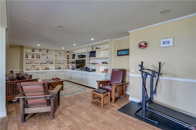 28005/08 Stony Point Rd, Cape Vincent, NY 13618 - sitting room featuring crown molding, light wood-style flooring, and recessed lighting