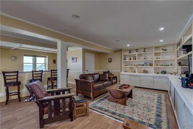 28005/08 Stony Point Rd, Cape Vincent, NY 13618 - living area with light wood finished floors, crown molding, and recessed lighting