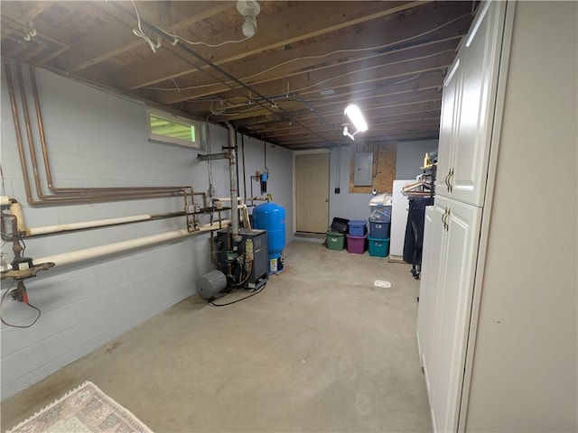 1525 S Ave, Lewis Run, PA 16738 - below grade area featuring electric panel, a water pressure tank, and a heating unit
