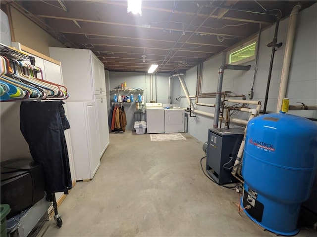 1525 S Ave, Lewis Run, PA 16738 - basement with a water pressure tank, independent washer and dryer, and a heating unit