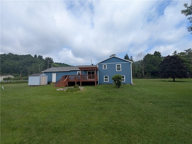 1525 S Ave, Lewis Run, PA 16738 - back of house with a shed, a deck, and a yard