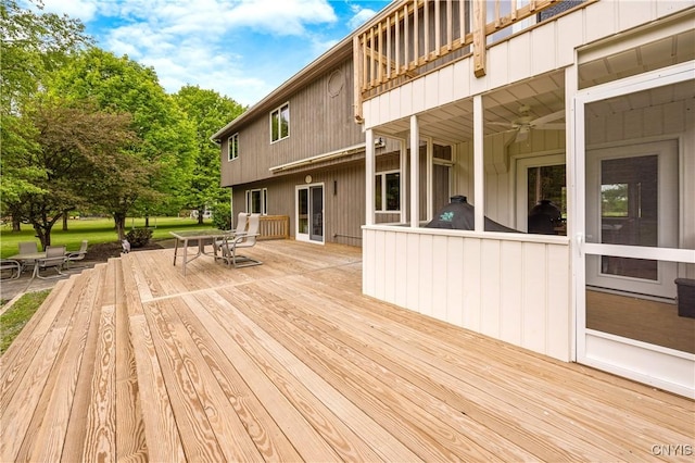 3313 Thompson Rd, Cazenovia, NY 13035 - wooden terrace featuring outdoor dining area