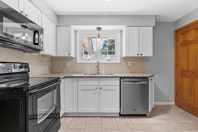 113 Craig Cir, Dewitt, NY 13214 - kitchen with black appliances, decorative backsplash, and white cabinets