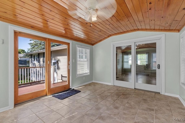 113 Craig Cir, Dewitt, NY 13214 - entryway with lofted ceiling, wooden ceiling, a ceiling fan, light tile patterned floors, and ornamental molding