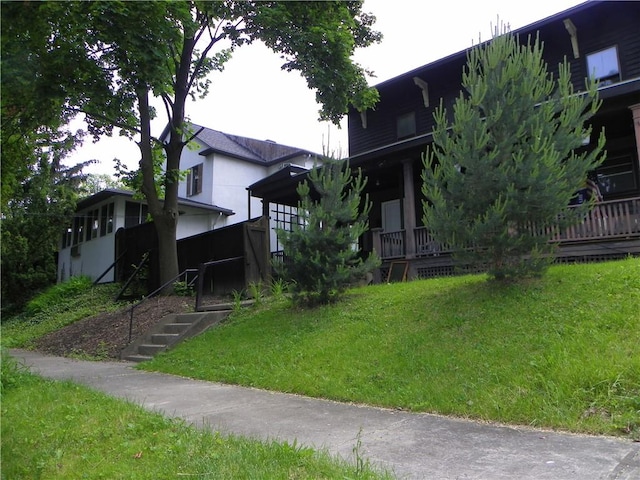 202-204-206 N Monroe St, Reading, NY 14891 - view of grassy yard featuring stairway
